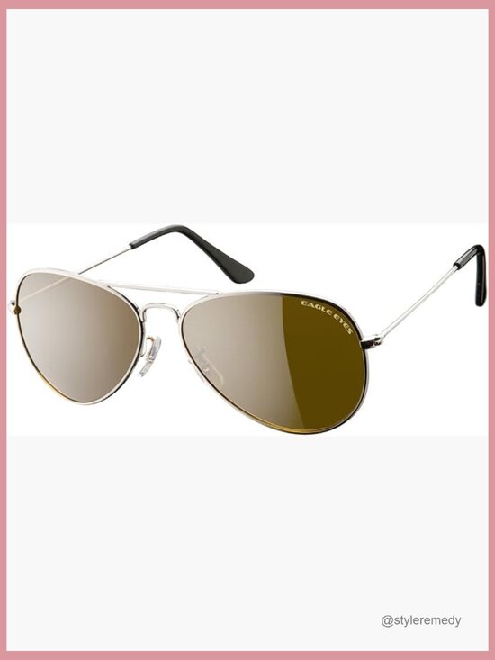 Silver Stainless Steel Frame Polarized Aviator Sunglasses